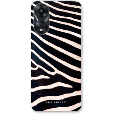 Afbeelding van Case Company® hoesje geschikt voor Oppo A58x Zebra Soft Cover Telefoonhoesje Bescherming aan alle Kanten en Schermrand