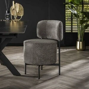Afbeelding van Hoyz Collection Stoel Cocktail Draaibaar 2 Stuks Boucle Grijs