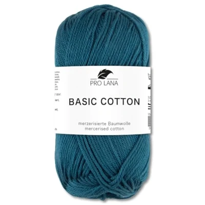Afbeelding van Frida&#039;s Wollhaus Pro Lana Basic katoenen wol voor breien, haken, 50 g, 64 kleuren (68, petrol)