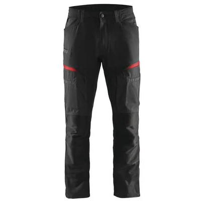 Image de Pantalon services stretch noir/rouge, poche A4 / tablette