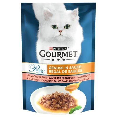 Afbeelding van 26x85g Zalm in Saus Gourmet Perle Sauce Delight Kattenvoer