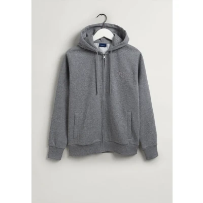 Afbeelding van GANT Tonal Archive Shield Sweater met rits, Heren, Maat: Medium, Grey melange