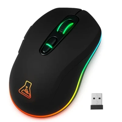 Afbeelding van The G Lab Kult Krypton Draadloze gamingmuis met hoge prestaties 6400 DPI Bluetooth &amp; 2,4 GHz, lange batterijduur, RGB, 7 toetsen licht, beide handen zwart nieuw
