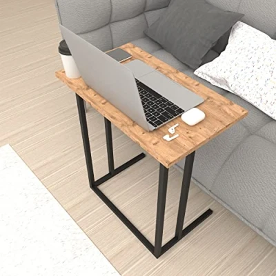 Afbeelding van Bureau Högsby laptoptafel 65,5x60x35,5 cm eiken en zwart