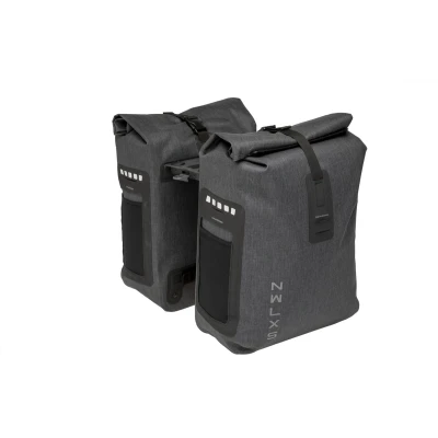 Afbeelding van New Looxs Varo Double Dubbele Fietstas Geschikt voor Elektrische Fietsen 100% Waterdicht Ingebouwde Racktime 1.0 Adapter 40 Liter Grijs