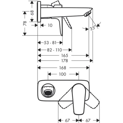 Afbeelding van Hansgrohe Talis E 1 grps wastafelmengkraan afbouwdeel uitloop 16.5 cm