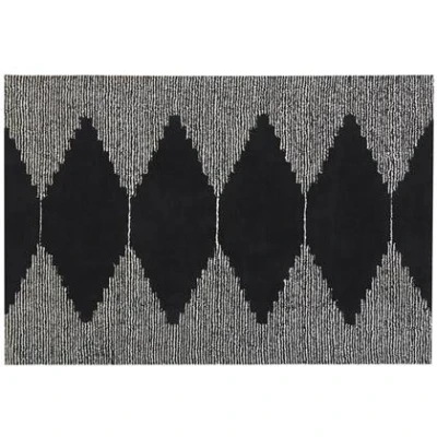 Afbeelding van BATHINDA Laagpolig vloerkleed Zwart 160 x 230 cm Katoen