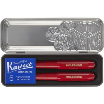 Afbeelding van Moleskine X Kaweco Stifte Set, Vulpen Medium &amp; Balpen 1,0mm, Rood