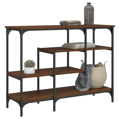 Afbeelding van Wandtafel met schappen 100x35x75 cm bruineikenkleurig