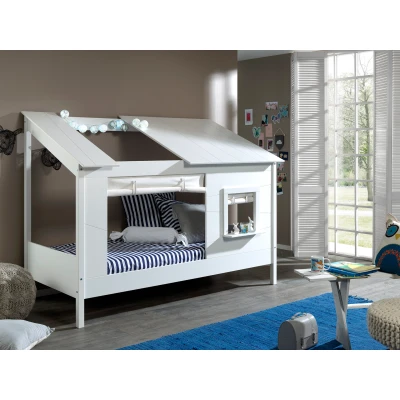 Afbeelding van LUCEVI Housebed 26 Huisbed + Set van Gordijntjes Wit 90x200 cm