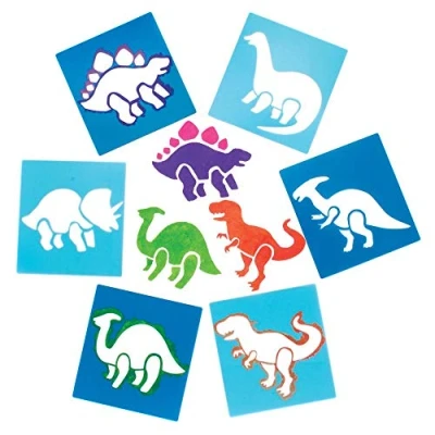 Afbeelding van Baker Ross AR942 Set van 6 dinosaurusstencils voor kinderen om te knutselen en decoreren