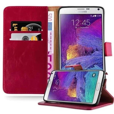 Afbeelding van Cadorabo Hoesje geschikt voor Samsung Galaxy NOTE 4 in WIJN ROOD Beschermhoes met magnetische sluiting, standfunctie en kaartvakje Book Case Cover Etui