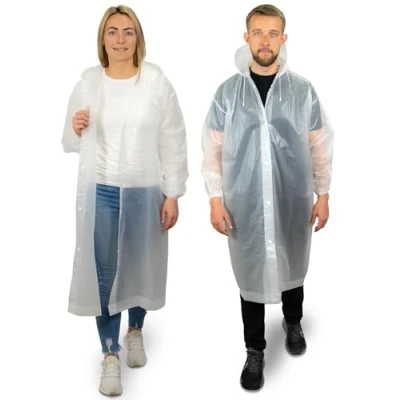 Afbeelding van REDSTAR 2 stuks regenponcho&#039;s met capuchon, lang, waterdicht, herbruikbaar, opvouwbaar, voor volwassenen, dames of heren, festival, zwart.