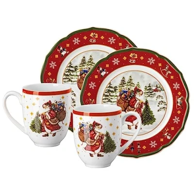Afbeelding van Hutschenreuther Happy Wintertime set van 4 stuks, rood