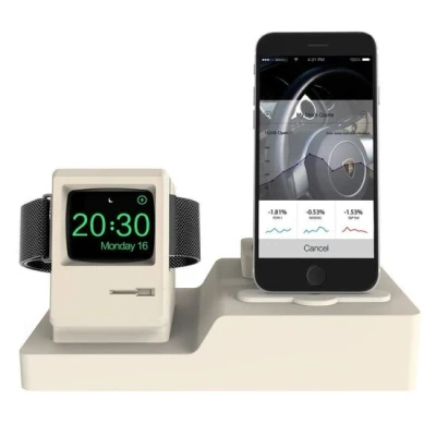 Afbeelding van 3 in 1 houder geschikt voor de Apple Watch &amp; Airpods iPhone Beige