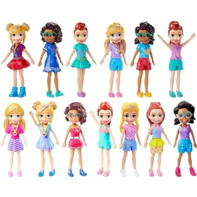 Afbeelding van Mattel Polly Zakpop met modieuze outfits, editie 2018, meet ca. Hoogte 8,9 cm (1 pop)