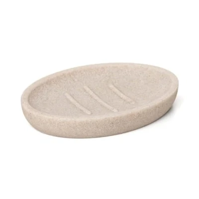 Afbeelding van TATAY Bora zeepbakje voor badkamer, polyhars, BPA vrij, kleur beige. Afmetingen 13 x 9 1,9 cm