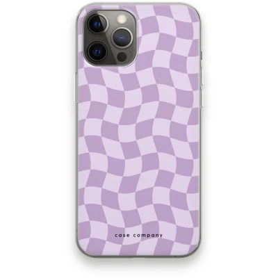 Afbeelding van Case Company® hoesje geschikt voor iPhone 12 Pro Max Grid Paars Soft Cover Telefoonhoesje Bescherming aan alle Kanten en Schermrand