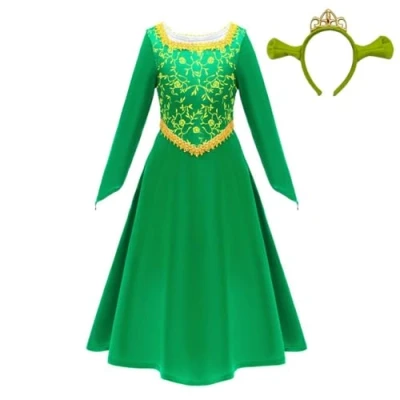 Afbeelding van Lito Angels Prinses Fiona Kostuum Fancy Dress Up met Accessoires voor Kinderen Meisjes Leeftijd 5 6 jaar, Groen