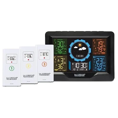 Afbeelding van La Crosse Technology WS6304 Kleurrijk weerstation met 3 sensoren Zwart