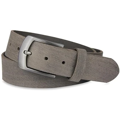 Afbeelding van Frentree Echt buffellederen riem, gemaakt in Duitsland, voor dames en heren, 3,8 cm breed, bruin, grijs.