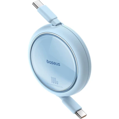 Afbeelding van USB C naar kabel Max 100 Watt Blauw 1 meter oprolbaar