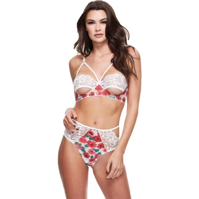 Afbeelding van Baci White Floral &amp; Lace High Waist BH set Curvy