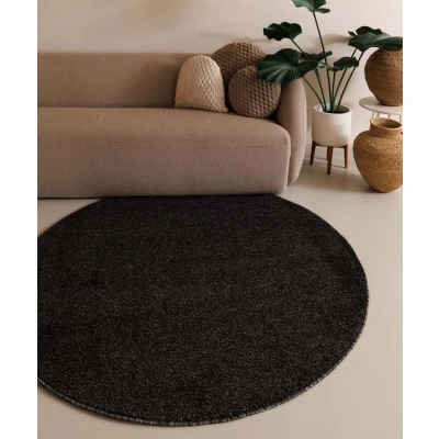 Afbeelding van Rond Tapijt/Vloerkleed Fine Antraciet 80 Cm