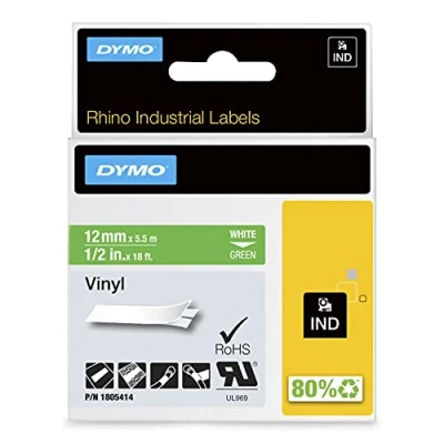 Afbeelding van Dymo 1805414 Tape Wit op groen (12 mm)