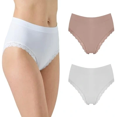 Afbeelding van Risalti Damesslip met hoge taille, microvezel, naadloos damesondergoed, zachter dan katoenen damesslips, ademend, damesondergoed Made in Italy, Biaco poeder
