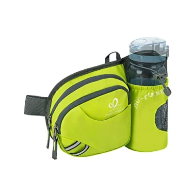 Afbeelding van Waterfly Heuptas voor dames en heren, heuptas, sport, loopriem met flessenhouder, Fluorescerend Groen, wandelen, hardlopen, sport