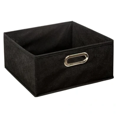 Afbeelding van Opbergmand/kastmand 14 liter zwart linnen 31 x 15 cm Opbergboxen Vakkenkast manden