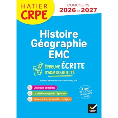 Afbeelding van HISTOIRE GEOGRAPHIE EMC CRPE 2025 2026 EPREUVE ECRITE