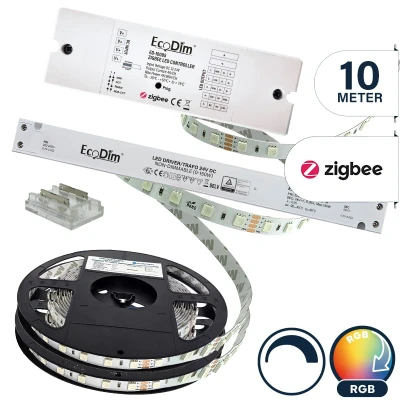 Afbeelding van Led strip 10 meter RGB Zigbee SMD 24V Complete set Afknipbaar met 3M plakstrip Geschikt voor Philips Hue