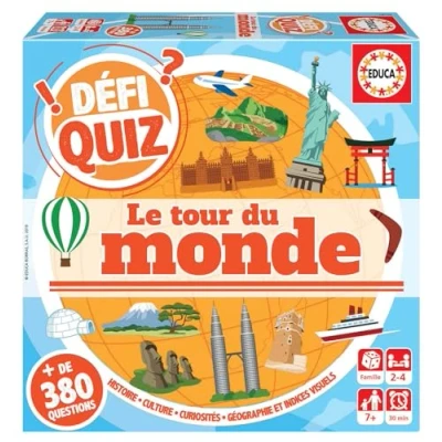 Afbeelding van Educa Defi Quiz Rond de Wereld. Ontdek wereld door dit leuke quizspel te spelen. Aanbevolen voor kinderen vanaf 6 jaar (18156)