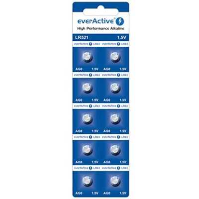 Afbeelding van 10 x alkaline battery mini everActive AG0 G0 LR521 LR63