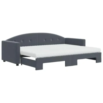 Afbeelding van vidaXL Slaapbank onderschuifbed matrassen 80x200cm fluweel donkergrijs
