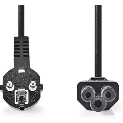 Afbeelding van Nedis Cegl10100Bk20 Stroomkabel Type F (Cee 7/7) Male Iec 320 C5 Gehoekt Recht Vernikkeld 2.00 M Ron