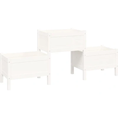 Afbeelding van Plantenbak 178,5x44x75 cm massief grenenhout wit
