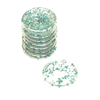 Afbeelding van Craftelier 9 stuks plastic glitterringen met uitgesneden hart voor het binden van scrapbooking planners, dagboeken, notitieboeken of albums, turquoise