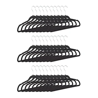 Afbeelding van Relaxdays kledinghangers set broekhanger klerenhangers met stropdashouder antislip Zwart, Pak van 30