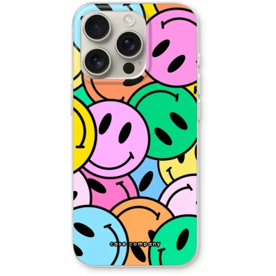 Afbeelding van Case Company® hoesje geschikt voor iPhone 16 Pro Smiley N1 Soft Cover Telefoonhoesje Bescherming aan alle Kanten en Schermrand