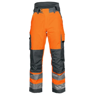 Afbeelding van ProJob 6514 GEVOERDE SIGNALISATIEREGENBROEK EN ISO 20471 KLASSE 2 646514 oranje/grijs