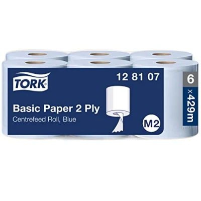 Afbeelding van Tork Basic wispapier voor centrale dispenser blauw M2, zuinig wispapier, 6 x 150 m, 128107