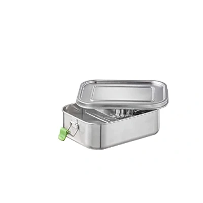 Image de APS Boîte à déjeuner en acier inoxydable durable de qualité supérieure 1100 ml Avec cloison conservation anti fuite Pour enfants, loisirs et adultes Taille moyenne