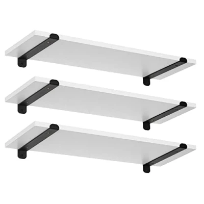 Afbeelding van EUGAD 0296QJ Set van 3 wandplanken, wit, zwevend rek, 60 x 7 20 cm, wandrek met draagvermogen 15 kg / niveau, rek voor woonkamer, keuken, badkamer