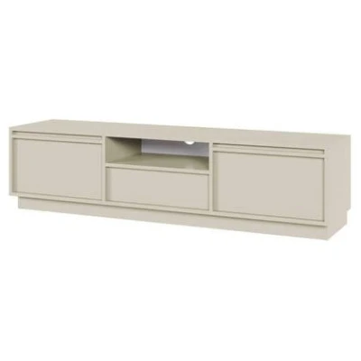 Afbeelding van Selsey Evo RTV kast met twee deuren en een lade van 154 cm Grijsbeige op sokkel