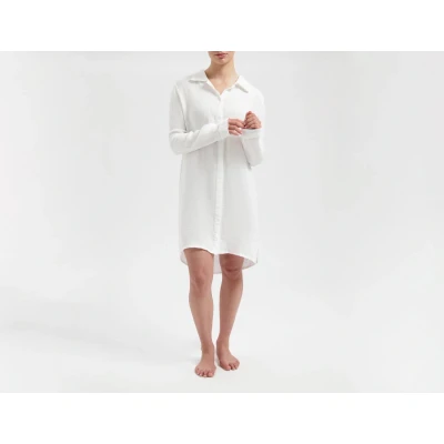 Afbeelding van Yumeko blousejurk gewassen linnen wafel pure white s