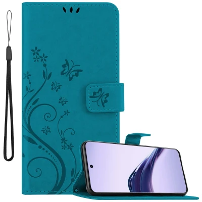 Afbeelding van Cadorabo Hoesje geschikt voor Realme 13 Pro 5G in BLOEMEN BLAUW Beschermhoes bloemmotief met magnetische sluiting, standfunctie en kaartsleuven Book Case Cover Etui