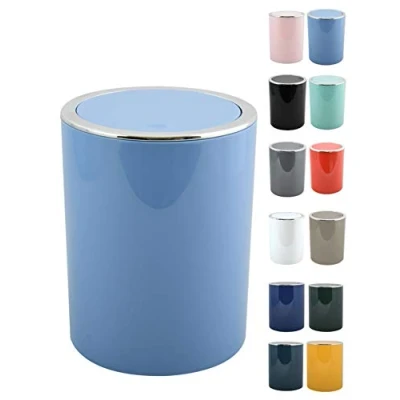 Afbeelding van MSV Bad serie Aspen Design afvalemmer met kanteldeksel, 6 liter, (diameter x hoogte) ca. 18,5 26 cm Pastelblauw